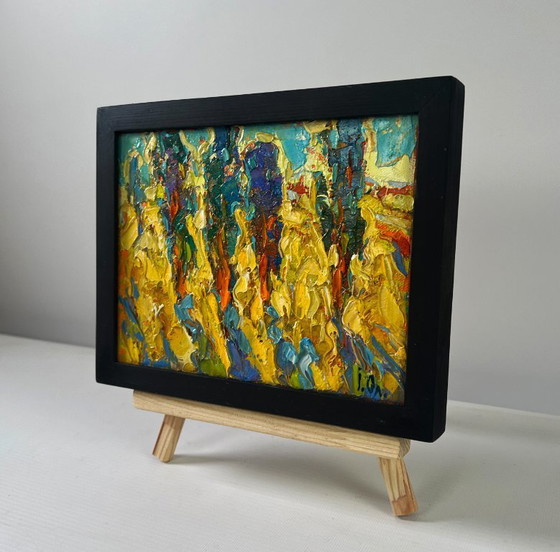 Image 1 of Original Oil Painting Colorful Nature Landscape Spring silence where you hear own heart