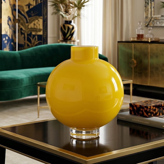 Image 1 of 1970s Mid-Century Yellow Vase by Ind. Vetraria Valdarnese. Made in Italy