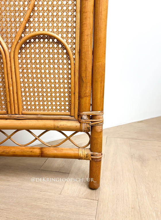 Image 1 of Divisorio per ambienti in vimini e bambù intrecciati in rattan vintage