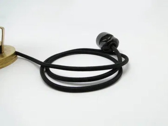 Art Deco Bauhaus German Bedside Lamp, 1940s, Table lamps, Glass, Metal, Black (photo 4 of 5)