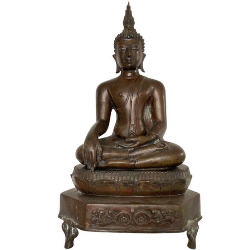 Buda de Bronce del Siglo XIX sobre Base de Templo Tailandia – Lote 184