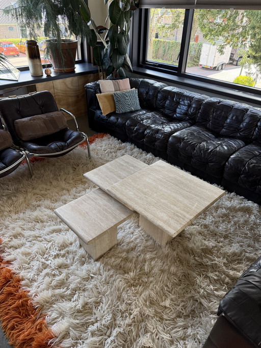 3 x travertine nesting coffee tables