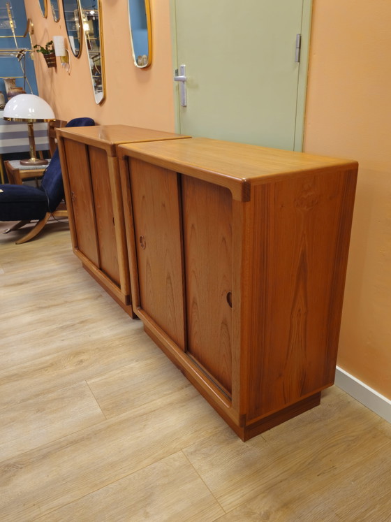 Image 1 of Set of 2 Silkeborg Teak Sideboards Sliding Door Cabinets