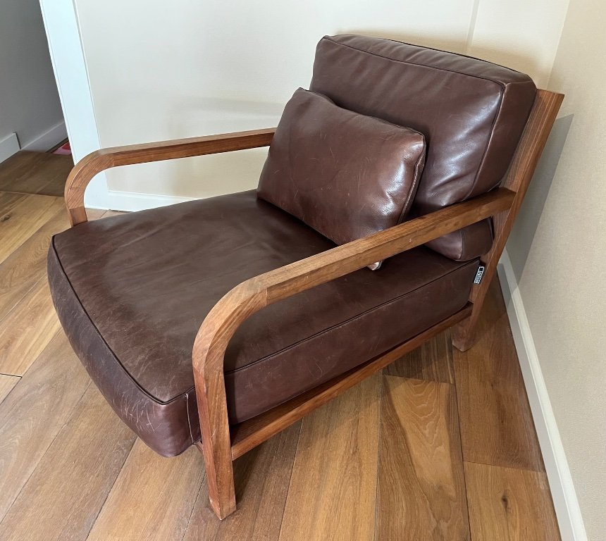 Linteloo Dario Sessel – Walnuss und braunes Leder