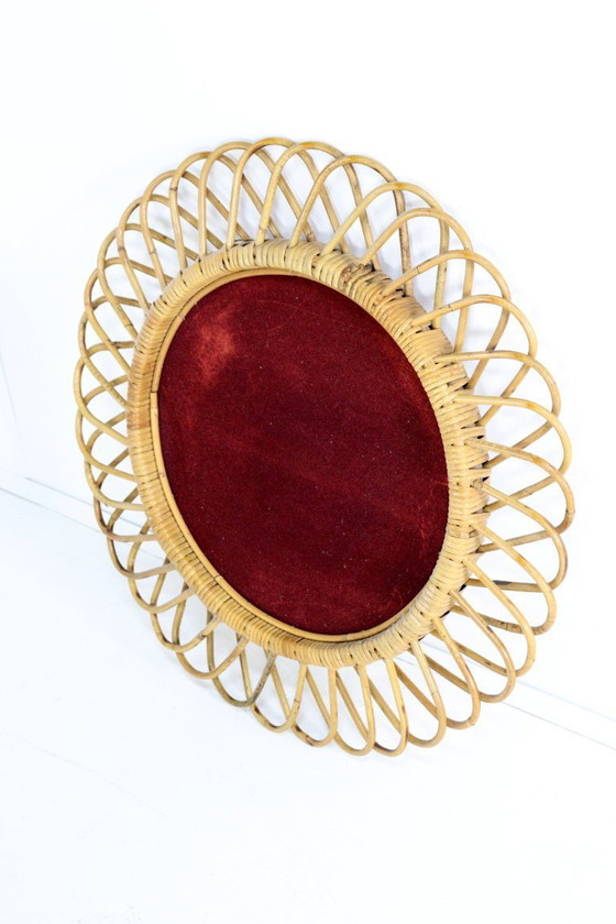 Image 1 of Franco Albini vintage rattan mirror