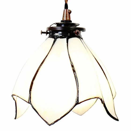 Suspension Tiffany Art Nouveau, Cristal, Verre, Blanc (photo 3 sur 4)