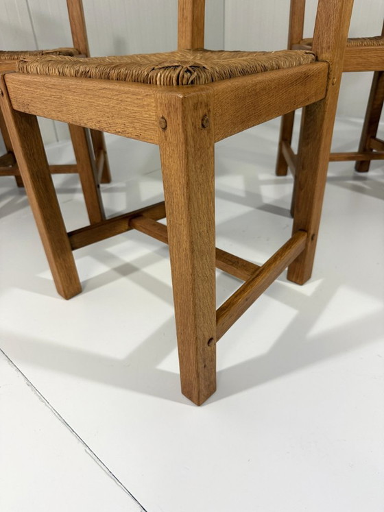 6 X Rustieke Blonde Eiken Eetkamerstoelen 1960's – Wicker (photo 16 of 22)