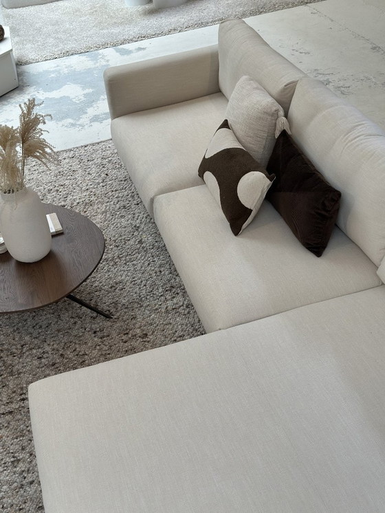 Image 1 of Canapé 3 places SITS Bank Billie avec sommier sur pieds en noyer et revêtement en lin mélangé beige