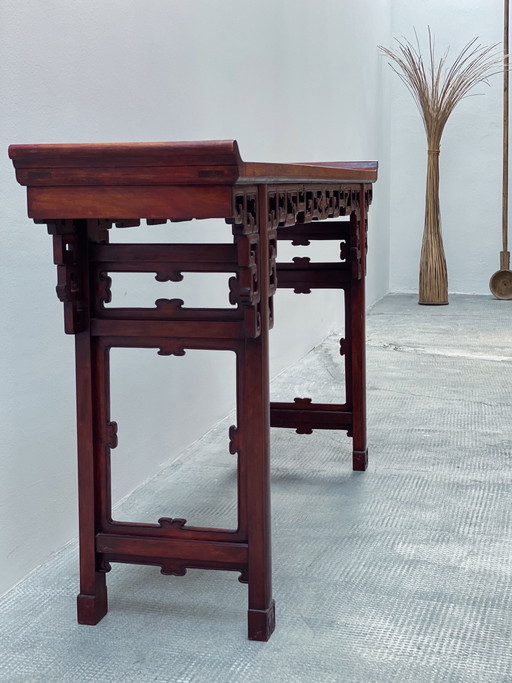 Aparador de altar de sacrificios chino antiguo de madera de olmo del siglo XIX