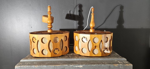 Scandinavische lampen set van hout (4stuks)