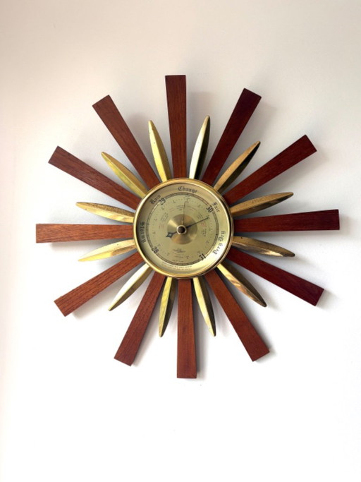 Schönes Vintage MCM Starburst oder Sunburst Barometer 60er Jahre