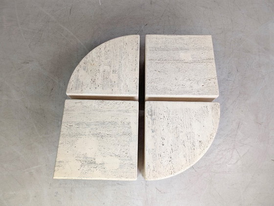 Image 1 of 4er Set italienische Midcentury Couchtische Travertin 1970 Vintage