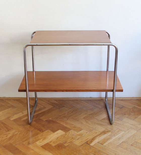 Image 1 of Modernistische bijzettafel van buisvormig staal uit de jaren 30 | Stijl van Marcel Breuer