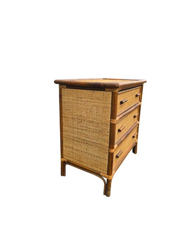 Image 1 of Commode En Rotin 3 Tiroirs