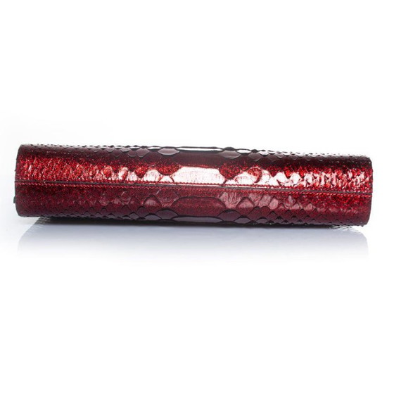 Image 1 of Jimmy Choo Clutch aus Pythonleder in Metallic-Rot