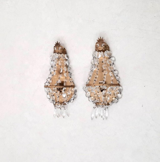 1950s crystal wall lamps - Set of 2