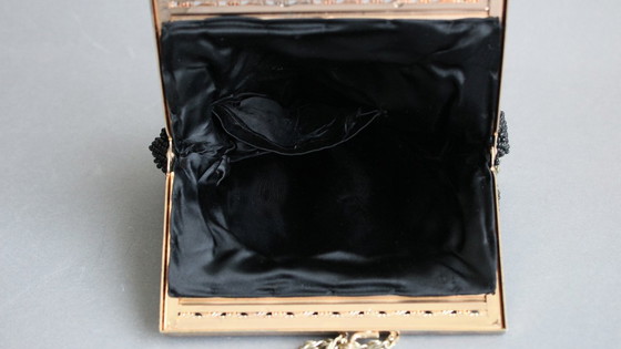 Image 1 of Vintage evening bag, theater bag, beaded embroidery, kiss-proof closure, chain strap