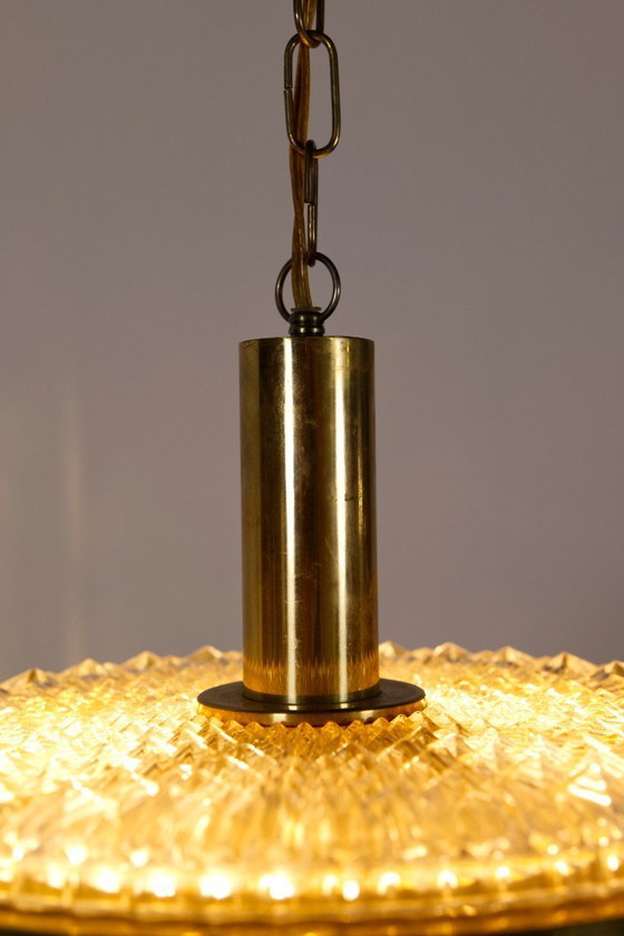 Image 1 of Lampada a sospensione Vitrika 'Prizmpendel' in ottone e vetro pressato