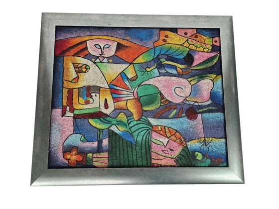 Image 1 of B. (Benjamin) Lang - Ohne Titel - Abstrakt - Acryl auf Leinwand - signiert - 1970er Jahre