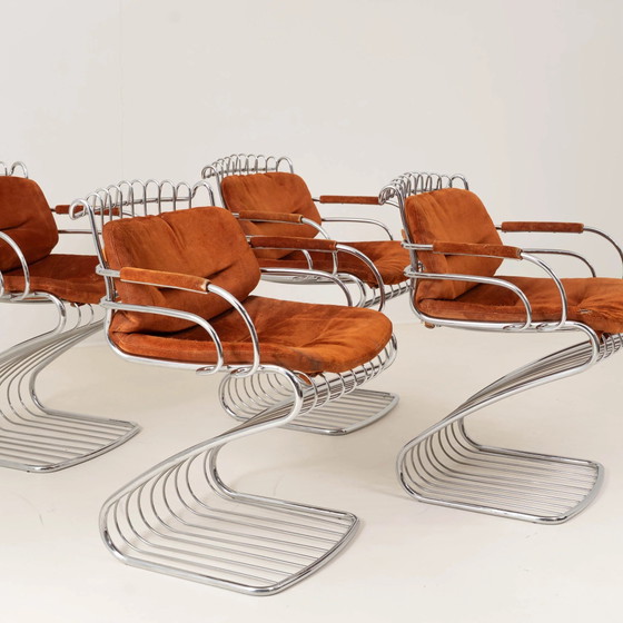 SET DI QUATTRO SEDIE GASTONE RINALDI PER RIMA, ITALIA – Mobili, Chrome, Suede, Mid Century Modern (photo 2 of 5)