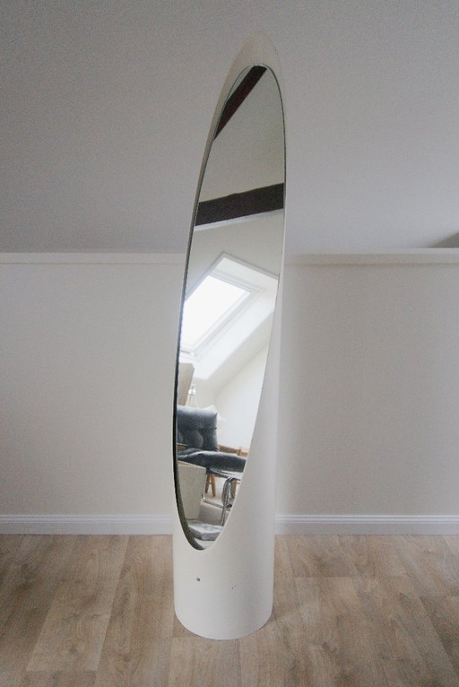 Roger Lecal “Lipstick” Floor Mirror, signed Chabrières & Cie, France 1976 – Space Age Design Classic