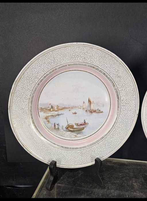 Handbemalte Emaille-Teller, Belgien, 1920