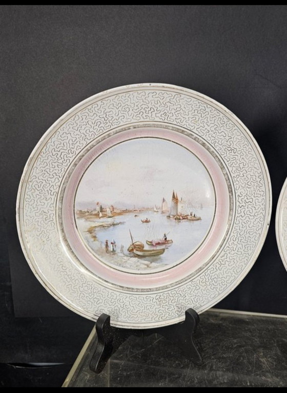 Image 1 of Handbemalte Emaille-Teller, Belgien, 1920