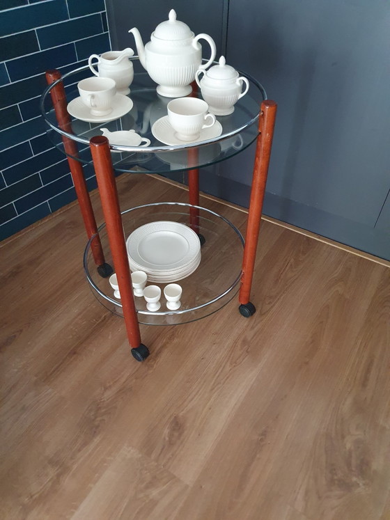 Serving trolley, side table, sidetable from the late 20th century – Wood, Glass (photo 2 of 8)