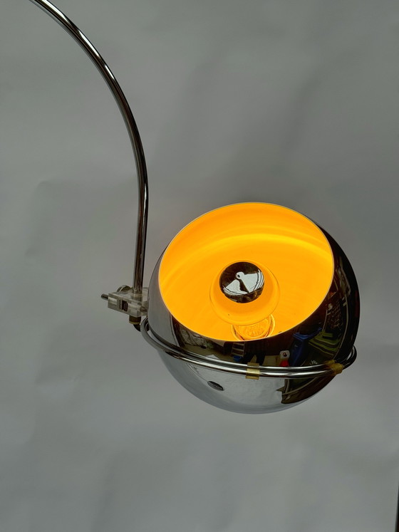 Image 1 of Vintage Gepo Amsterdam Chrome Eyeball lamp uit de jaren 70 - Dubbele boog, Space Age-stijl