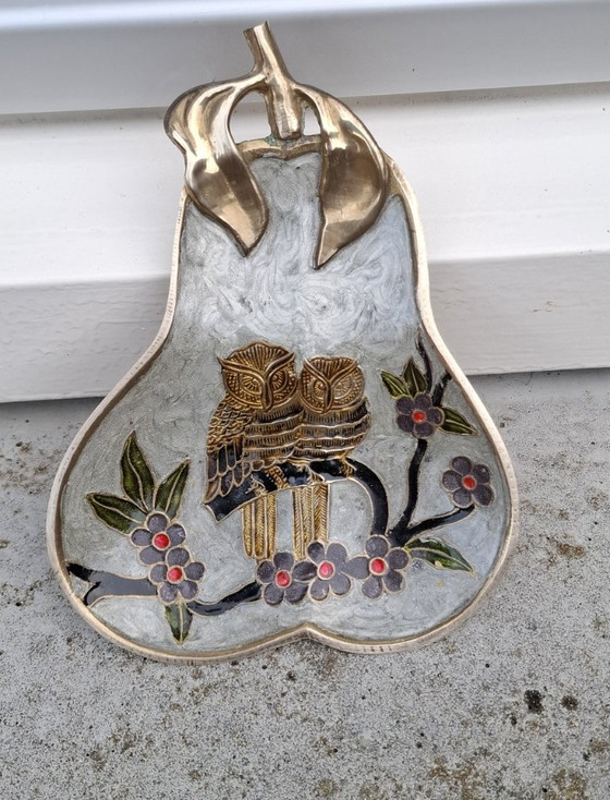 Charming vintage Cloisonné pear-shaped dish. – Cloisonné., Table accessories, Copper (photo 3 of 11)