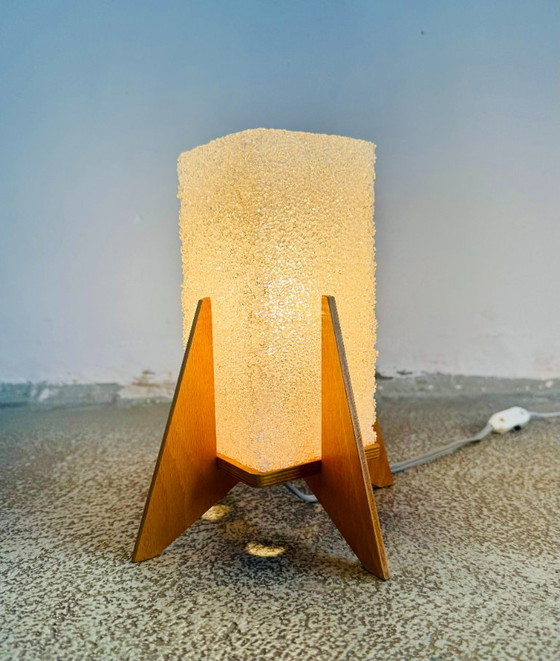Rocket Desk Lamps in Wood & Glass Crystal by Pokrok Žilina, Poland, 1970s – Table lamps, Plastic (photo 4 of 6)