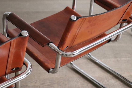 Image 1 of MG5 Esszimmerstühle aus cognacfarbenem Leder und Chrom von Mart Stam & Marcel Breuer, 1960er Jahre