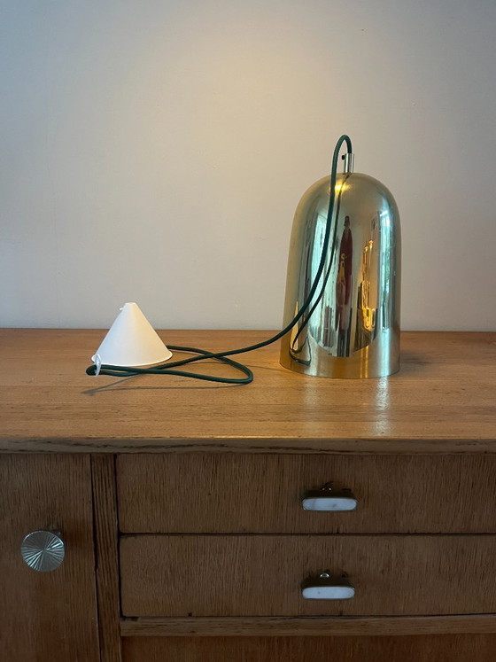Image 1 of Vintage Deense messing hanglampen - set van 2