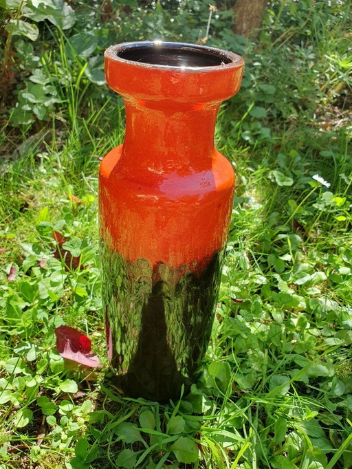 Schöne Scheurich Vase 200-28 orange-braun