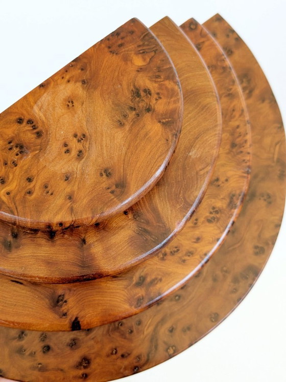 Image 1 of Pair Art Deco Burl Wood Letter Holder Bookends Midcentury Desk Organizer Set