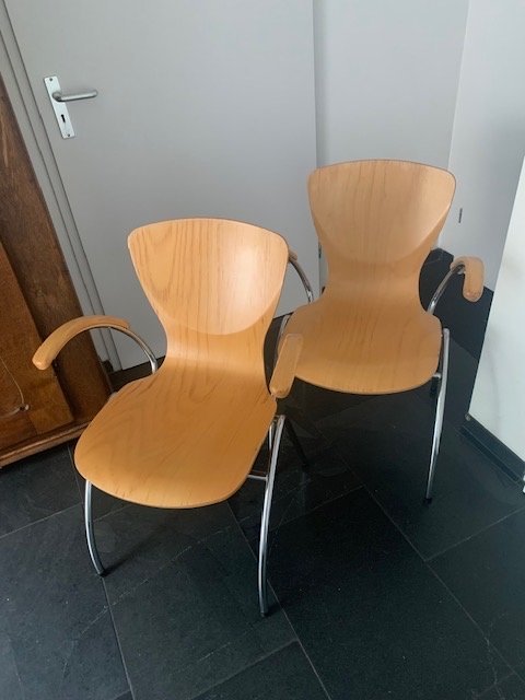 Butterfly chairs with blue back