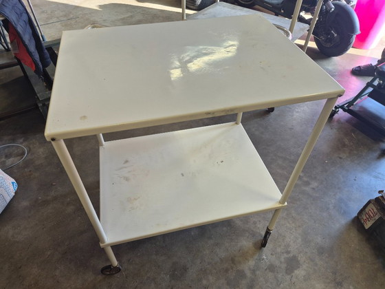 Vintage medical trolley with intact bowl, Bar carts, Metal, Glass, Creme (photo 2 of 6)