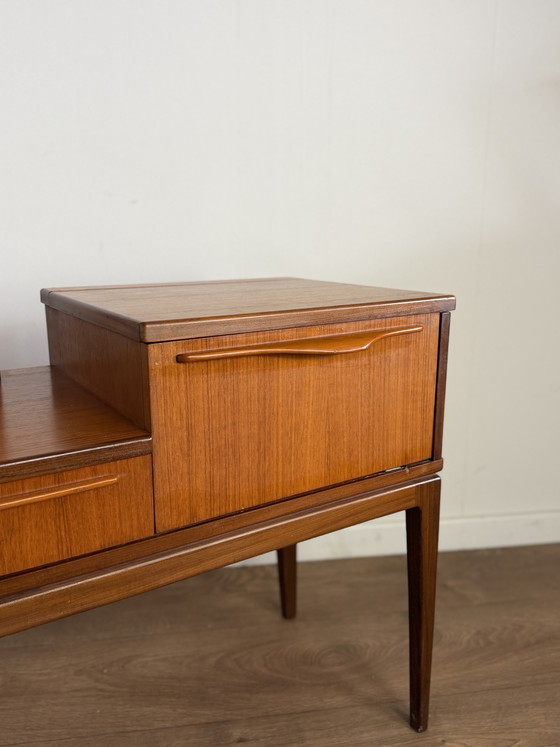 Image 1 of Skandinavischer Teakholz-Schminktisch mit verstellbarem Spiegel – 1960er Jahre