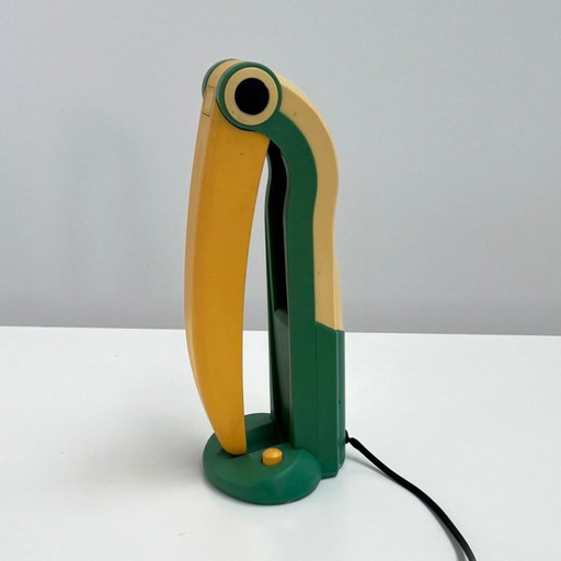 Lampe Toucan Vert Mer et Jaune par H.T. Huang pour Huanglite, années 1980