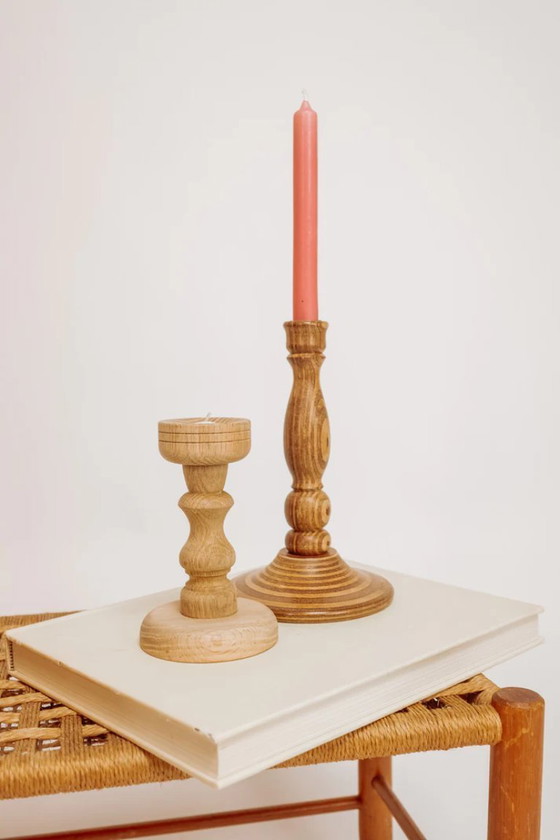 Image 1 of Vintage wooden candlesticks, set of 2