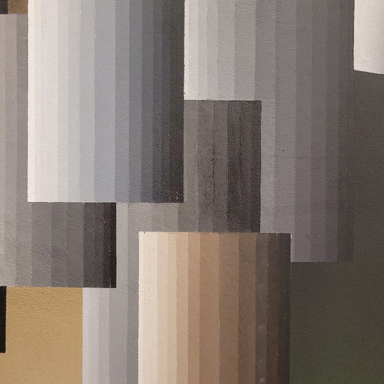 Image 1 of Acrylverf op canvas “Schaakbordlandschap”, Andrés Segovia, 20e eeuw – Argentinië / Spanje