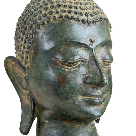 Busto de Bronce de Buda estilo Sukhothai – Tailandia, Siglo XX – Esculturas, Bronze (photo 10 of 11)