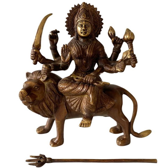Durga de Bronce sobre León – Antigua Estatua Diosa Hindú – Esculturas, Bronze (photo 2 of 13)