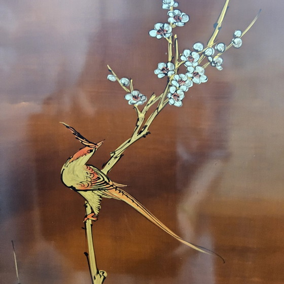 Armario chino antiguo con flores y pájaros en pan de oro / armario bohemio / armario oriental (photo 11 of 15)