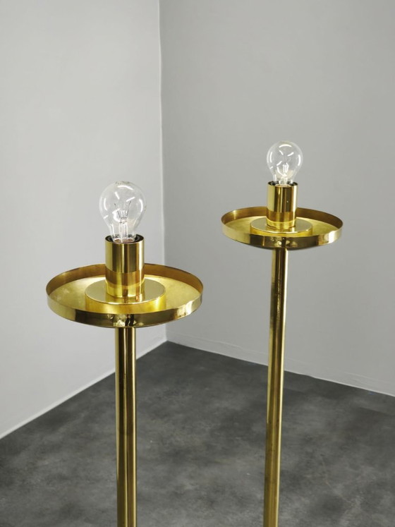 Pair of Space Age Bubble Glass and Brass Floor Lamps, 1970s – Floor lights, Metal (photo 3 of 14)
