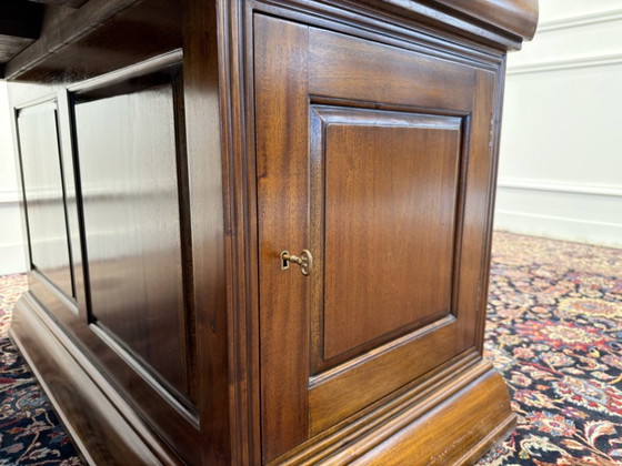 Grande Scrivania da Partner Inglese – Scrivanie, Leather, Wood (photo 14 of 20)