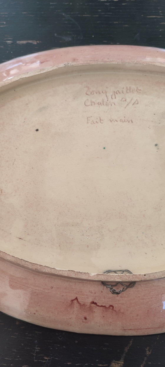 Image 1 of Grote geglazuurde aardewerken schaal, gesigneerd door Tony Jaillet, jaren 1950-1960.