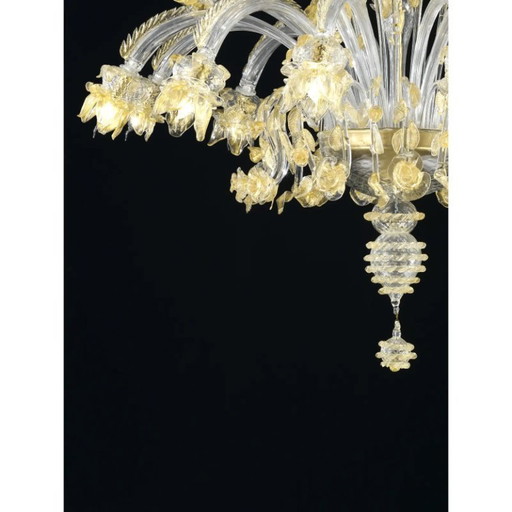 Riesiger italienischer Murano-Glas-Kronleuchter mit handgefertigten Blumen und Blättern