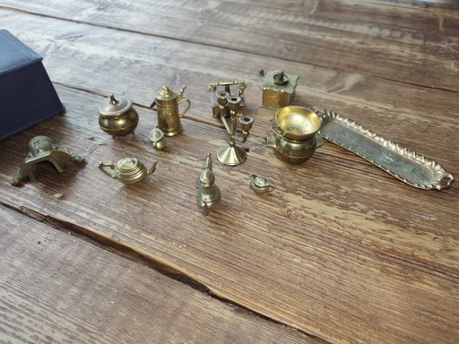 Collection de figurines miniatures en laiton et étain avec boîte – decoratieve objecten, Metal, Brass