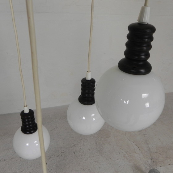 Image 1 of Cascade Pendant Lamp With 5 White Glass Globes, 1970s